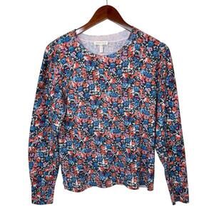 REBECCA TAYLOR 100% Wool Womens Sz L Cosmic Fleur Po Floral Long Sleeve Sweater